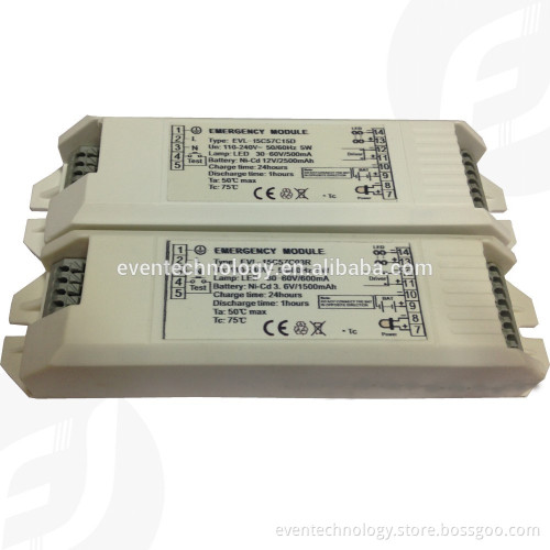 Rechargeable fluorescent t8 emergency conversion module and battery kit